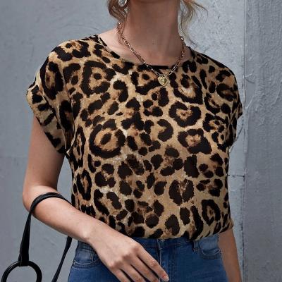 China 2021 Summer Women's Clothing Anti-pilling Fashionable Chiffon Leopard Print Top Blouses Shirt Ladies Blusas for sale