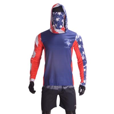 China Antibacterial Wholesale Polyester Spandex Wholesale Tank Top UPF50+ Face Cover Fishing Cool Fishing Hooded Shirt for sale