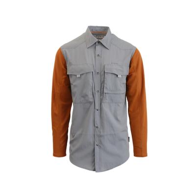 China Wholesale Custom Antibacterial Pocketed Dry Fit Fishing Shirt Polyester Button Up Fishing Shirt Long Sleeve UPF50 Fishing Shirt for sale