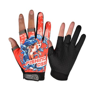 China Good Quality Non-slip Fingerless Gloves Sublimation Pattern Fishing Gloves Water Proof Wholesale Fishing Gloves for sale