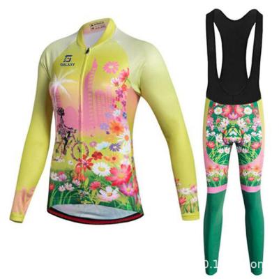 China Factory Wholesale Breathable Tank Top Women Long Sleeve Slim Fit Cycling Mountain Bike Custom Cycling Clothing Set for sale