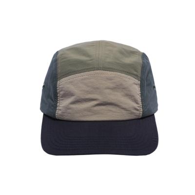 China Color Block COMMON Sports Hat 5 Panel Nylon Sports Caps Unisex Design Unstructured Adjustable Custom Baseball Caps for sale