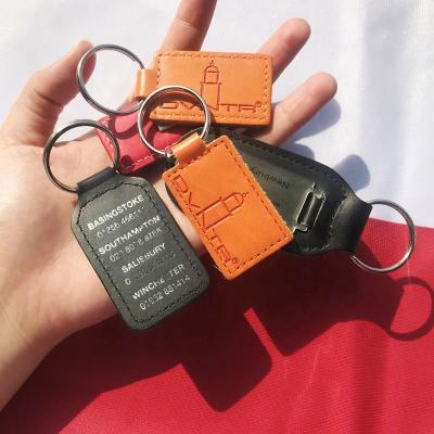 China Custom Brand Advertising Gift PU Leather Keychains With Stamping Logo / Sublimation Metal Car Leather Key Chain for sale