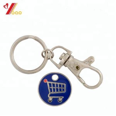 China Advertising Custom Soft Enamel Shopping Trolley Coin Metal Key Chain / Euro Trolley Coin for sale