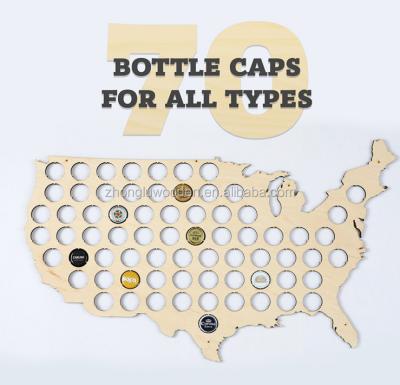 China USACustomized United States Of America USA Beer MugCap Wooden Card Viable Glossy Wooden Cap Holder Map Beer MugCap for sale