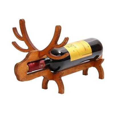 China Other Hot Sale Cute Animal Design Home Wooden Single Bottles Bar Rack Countertop Wine Rack Freestanding Wine Rack Storage for sale