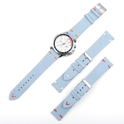 China Onthelevel 18mm 20mm 22mm Handmade High Quality Blue Velvet Suede Watch Strap Leather Watch Band 24mm Strap for sale