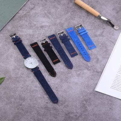 China Daily Life 18 Genuine Italian Leather LS VINTAGE SUEDE Watch Band Gray Suede Wrist Watch Band 20 22 for sale