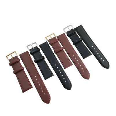 China Durable Assorted Size Black Leather Strap Watch Band Men And Women PU Brown Cheap Leather Watch Straps for sale