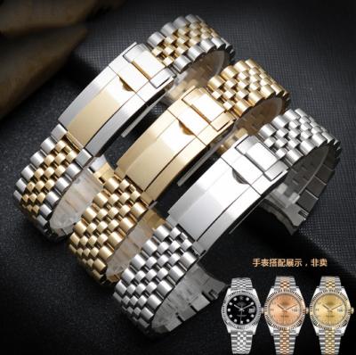 China High Quality Stainless Steel Metal Strap For Original RO-lex Watch Chain With Solid Folding Clasp 22MM Stainless Steel for sale