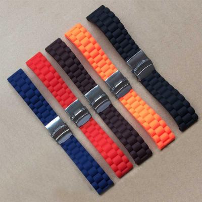 China Watch Band Part 16/18/20/22/24mm Watch Band Tire Pattern Waterproof Silicone Rubber Smart Strap for sale