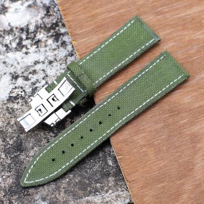 China New Fabric Green Color Nylon Watch Strap With Silver Clasp 22mm 24mm High Quality Watch Band for sale