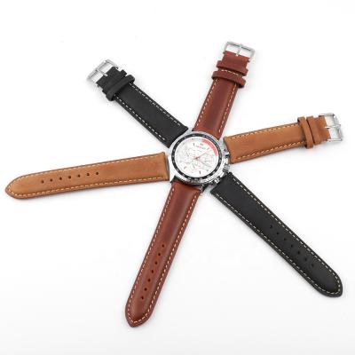 China Brown Leather Genuine Leather Watch Band Fashions Comfortable Watch Straps For Men Woman for sale