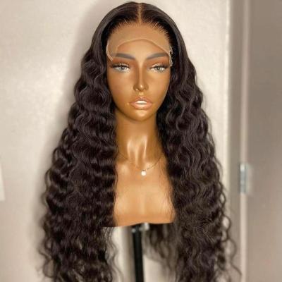 China Human Hair LOOSE DEEP WAVE 180% Lace Frontal Wigs For Black Women Loose Deep Wave 5x5 Lace Closure Wig Transparent Wholesale Raw Hair Wig for sale