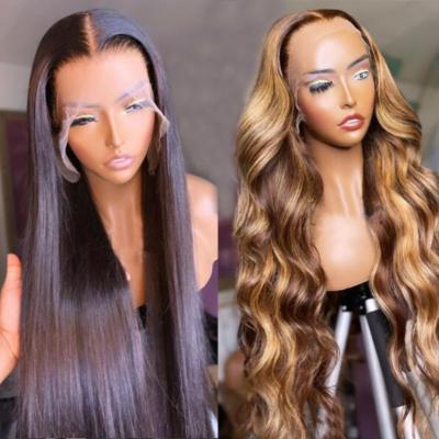 China Brazilian Virgin Silky Straight Wave Cuticle Aligned Full HD Lace Frontal Wig Hair Transparent Lace Front Wig 5x5 13x4 For Black Women for sale