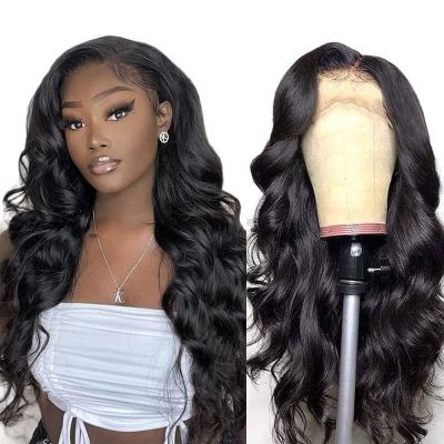 China Raw Virgin Human Hair Lace Wigs 13*4 Glueless Smooth Transparent Swiss Lace Frontal Wigs Cuticle Aligned Body Wave Lace Front Wig for sale