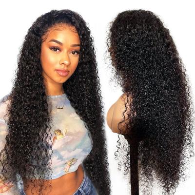 China Curly Wave Cuticle Aligned HD Swiss 100% Human Curly Brazilian 5x5 Transparent Lace Closure Glueless Raw Hair Wig For Black Women for sale