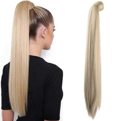 China Ponytail Hair Extension 100g Full Natural Unprocessed Silky Straight Ponytail Wig Brazilian Hair Clip Ponytail Hair Extensions for sale