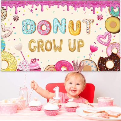 China Pe Donut Grow Up Birthday Background Donut Photography Background Donut Party Decoration Suitable for Newborn Children Girls Birthday for sale