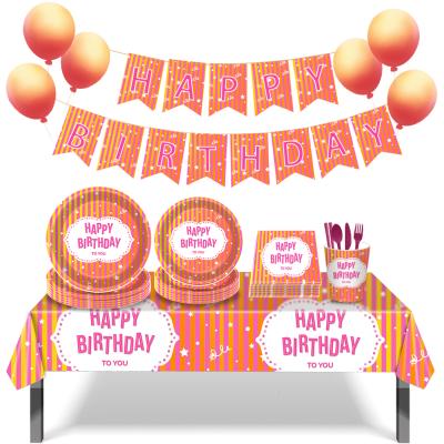 China Pink Princess Themed Birthday Party Paper Decorations with Tableware, Banner, and Hats Gift Bags and Party Fans for sale