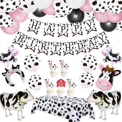 China Paper Cow Theme Party Decorations 63pcs Arch Garland Kit with , Happy Birthday Banner for Farm Cow Baby Shower Birthday for sale