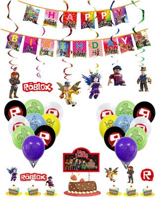 China 49pcs Roblox Party Paper Decorations Wrap Cupcake Toppers For Party Cake Decorations Party Supplies Decorations for sale