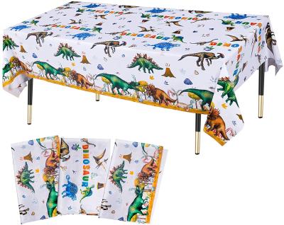 China Peva Watercolor Dinosaur Tablecloths, Disposable Plastic Dinosaur Table Cover For Kids Adults Birthday Dinosaur Party Decor, for sale