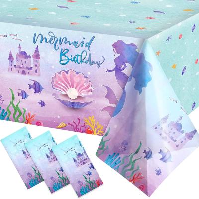 China Plastic Disposable Mermaid Table Cover Mermaid Birthday Party Baby Shower Table Cover Mermaid Birthday Party Table Cover Mermaid Party Supplies for sale