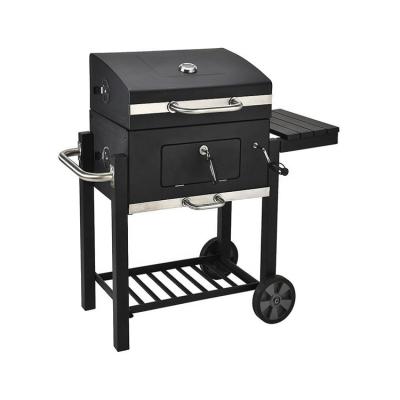 China Luxurious Adjustable Outdoor Charcoal Trolley Size Outdoor Charcoal BBQ Grill Grills with Single Shelf Thermometer for Household Stove Oven for sale