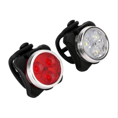 China Outdoor Recycling Bike 3 LED Head Front Light High Quality Bright Bicycle Safety Warning Tail Light Recycling Lamp Red and White for sale