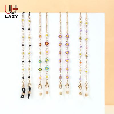 China 2022 Trendy Anti Slip Eyeglass Chain In Stock With Love Flower Shape Crystal Copper Alloy Zircon Glasses Chains For Girls for sale