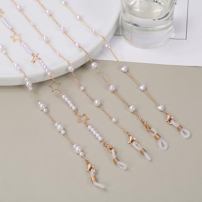 China Fashion Personality Fashion Girls Non-Toxic Single Soft Single Chain Pearl Eyewear Custom Multicolor Variety for sale