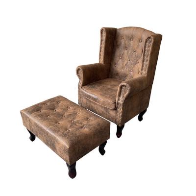 China (Other)Adjustable Suede Faux Leather Button Tufted Chesterfield Armchair With Stool for sale