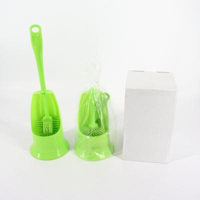 China Durable Silicone Bristle Toilet Brush Set For Bathroom Cleaning White Color Box Pack for sale