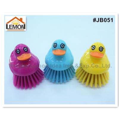 China Viable Product Cute Duck Style Plastic Dish Cleaning Brush for sale