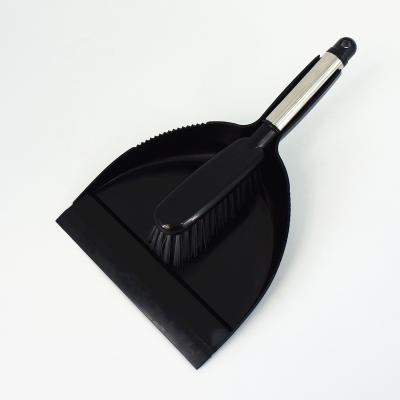 China New Product Indoor Cleaning Plastic Dustpan With Stainless Steel Handle Brush Set Short Handle Dustpan for sale