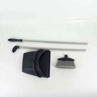 China Eco-friendly Top Plastic Long Metal Handle Folding Broom and Dustpan Set for sale