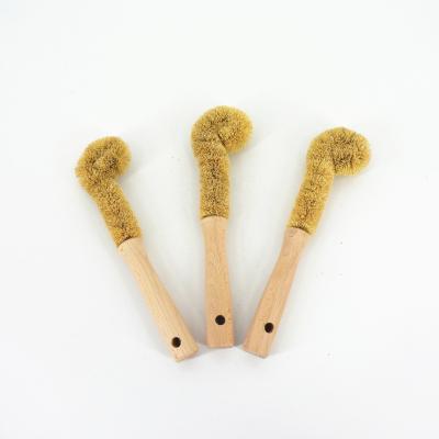 China Sustainable Natural Wooden Handle Pot Cleaner Brush Kitchen Coconut Pot Cleaning Brush for sale