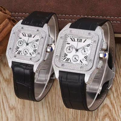 China Date Fashion Style Stainless Steel Automatic Chronograph Iced Out Lovers Watches 33mm and 39mm for sale