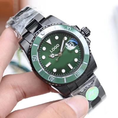 China Popular And Hot Color Black Dial Green Design Auto Date Mechanical Clock For Men for sale