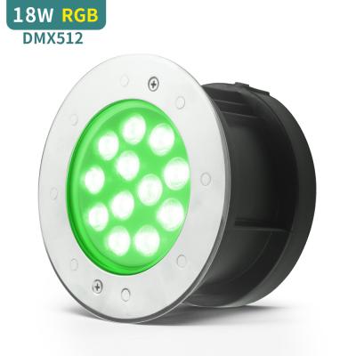 China Theme Park Led Underwater Lights 18W DC24V RGB DMX512 Control Around Pool Led Recessed Underwater Lights for sale