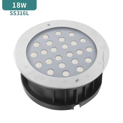 China LANDSCAPE 18W high voltage led inground light 304SS IP68 structure AC100-240V waterproof LED buried ground light for sale