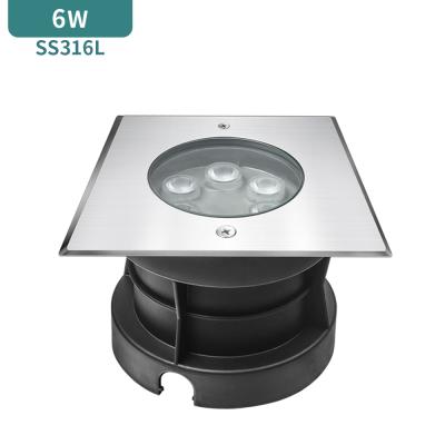 China Park landscape design color match outdoor square 6W led underground Inground light ss316L IP68 for sale