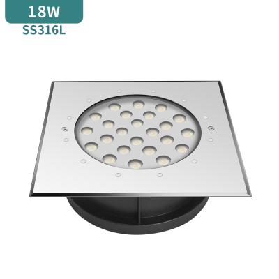 China DC24V HOTEL square IP68 316L stainless steel led recessed inground waterproof led under ground light for sale