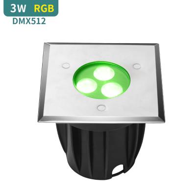 China Garden DC24V Square IP68 RGB DMX512 Led Inground Light Led Underground Light 316Lstainless Steel for sale