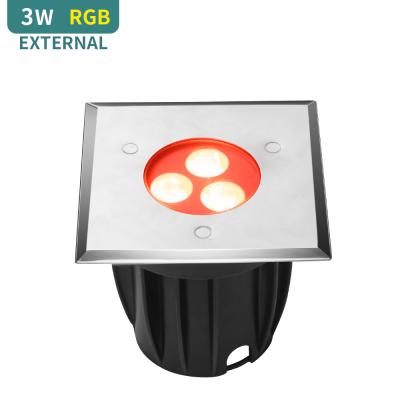 China Garden 3W Square RGB Led Stainless Steel 316L Ground Lamp Bulb Inground Underground Light Lamps for sale