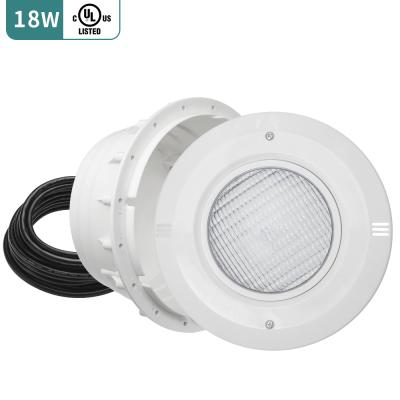 China Theme Park Swimming Pool AC/DC12V 18W IP68 High Brightness PC ABS Plastic LED PAR56 Material Pool Light With Light Fixtures for sale