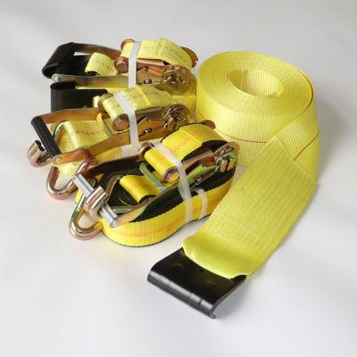 China Wholesale Polyester Customized Ratchet Tie Downs Tie Downs 2 Straps 2 Inch Heavy Duty Ratchet Tie Down Straps 27ft 30ft For Transportation for sale