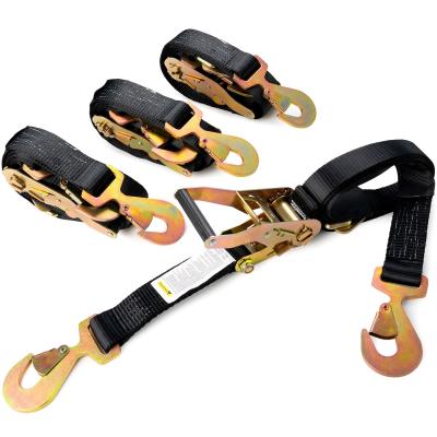 China Polyester Container Lashing Straps 2 Inch 27ft 30ft Heavy Duty Polyester Ratchet Ties Link Down Straps Ratchets for sale