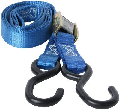 China Polyester 650kg 1inch Motorcycle Cam Buckle Tie Down Straps With S Hook for sale